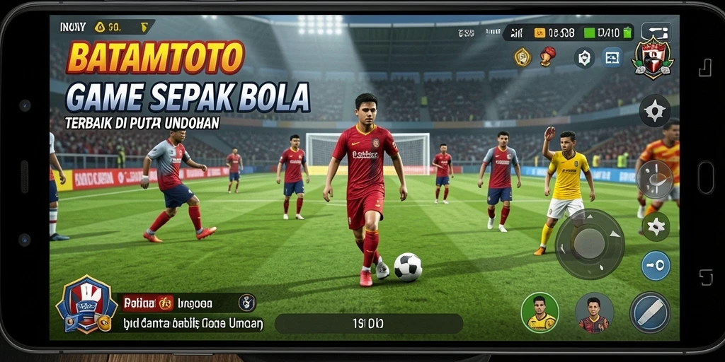 Screenshot aksi mendebarkan dari gameplay sepak bola BATAMTOTO.
