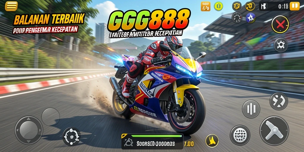 Screenshot GGG888 menampilkan aksi balap motor yang menegangkan dan adrenalin tinggi.