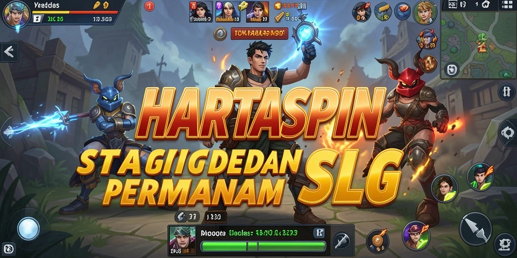 Tampilan gameplay HARTASPIN menunjukkan strategi mendalam dan grafis yang menarik.