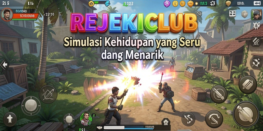 Tampilan gameplay menarik dari REJEKICLUB dengan aktivitas kehidupan sehari-hari.