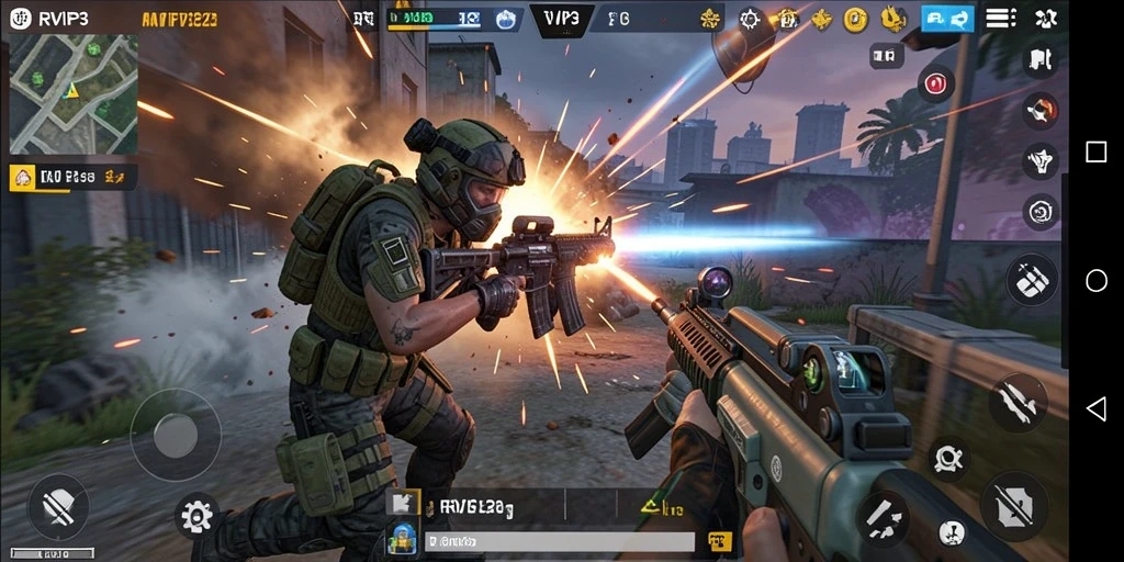 Tampilan aksi seru dalam gameplay RVIP3 yang intens dan mendebarkan.