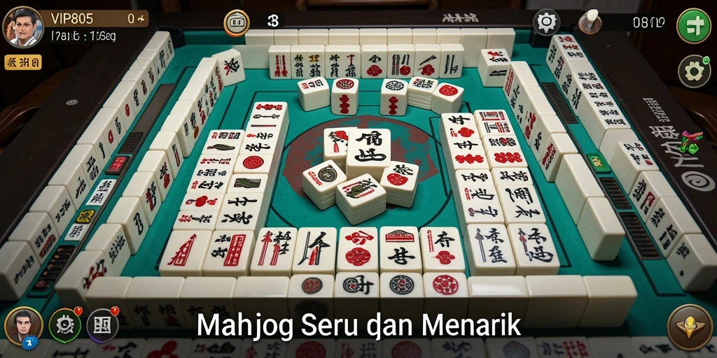 Screenshot gameplay VIP805 yang menunjukkan momen menegangkan saat bermain Mahjong.